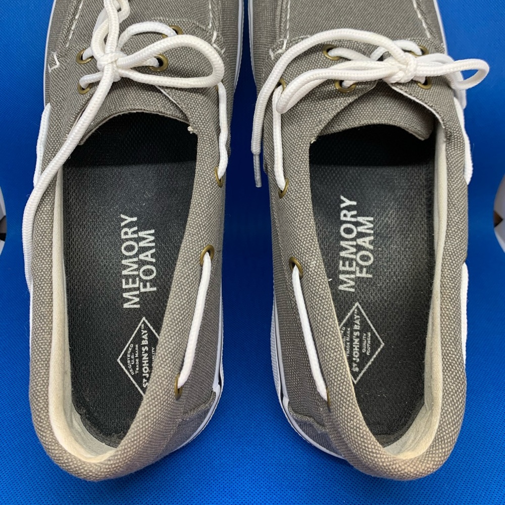 ST.JOHN'S BAY Gray Canvas Casual Memory Foam Boat Shoes Men's Size 13 M. - Picture 8 of 11